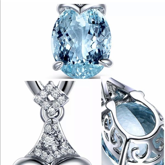 New Light blue natural stone necklace pendant - Picture 8 of 8